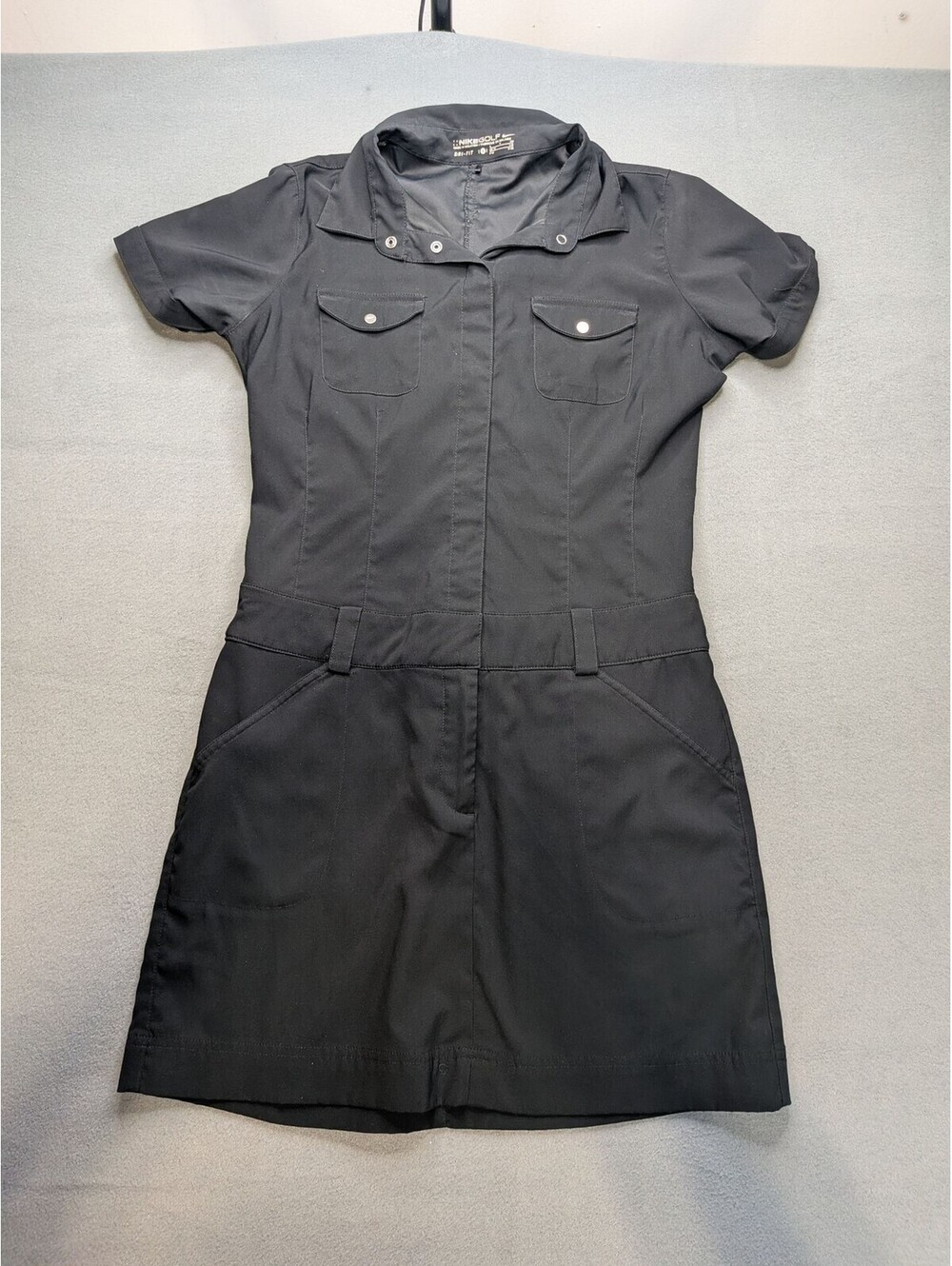 Nike Golf Shirt Dress Womens 6 Black Dri-FIT Collared Short Sleeve Golf Pockets